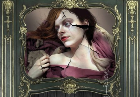 Antiguo Retrato - abstract, fantasy, frame, lady