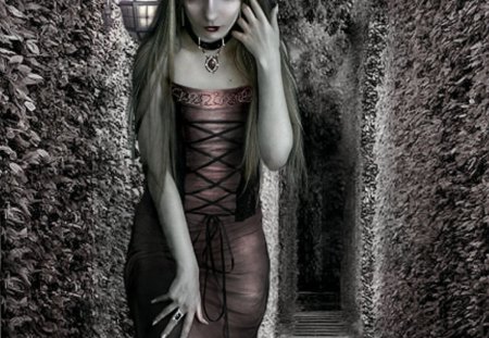 Labyrinth - gothic, dark, lady, fantasy