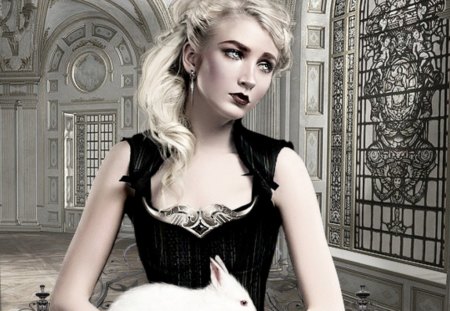 Remembering Her Humanity - rabbit, lady, fantasy, black