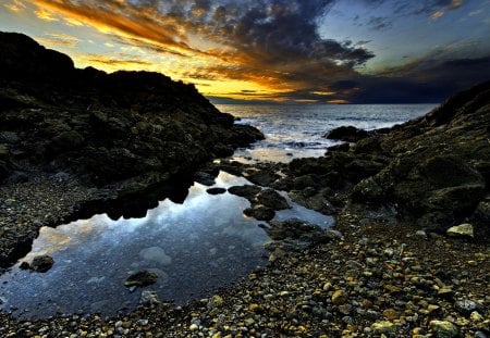 Sea View - sky, ocean, ocean waves, sunset, waves, nature, clouds, splendor, sea