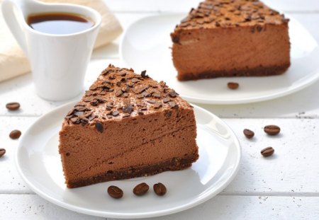 Chocolate cake - sweets, cake, desserts, coffee, food, chocolate, plate