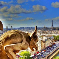 gargoyles on notre dame overlooking paris