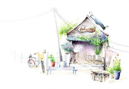 Cafe painting - cg, painting, cafe, art