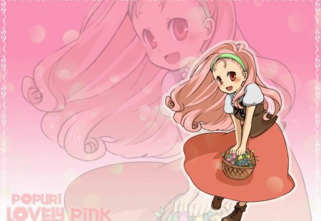 Lovely Pink - harvest moon, popuri, pink, happy