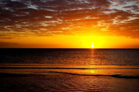 wonderful ocean sunset - clouds, horizon, sunset, ocean, ripples