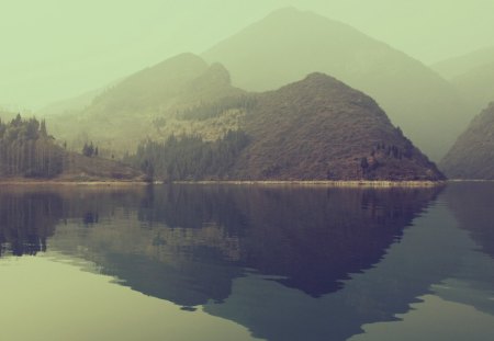 Calm Lake - Lake, mount, water, Calm