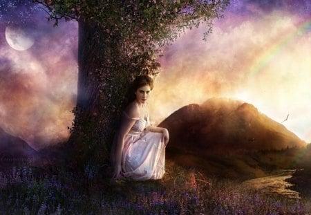 Dream Girl - beautiful, photography, photoshop, serene, girl, landscape, fantasy, sunset, woman, fine, art, wallpaper