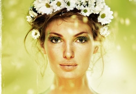 Summer - flowers, summer, woman, wreath