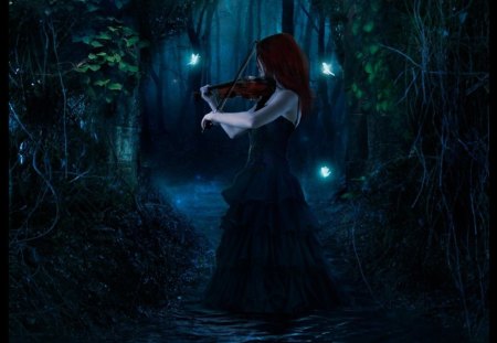 MUSIC OF THE NIGHT - FOREST, VIOLIN, FAIRIES, MUSIC, FEMALE, NIGHT