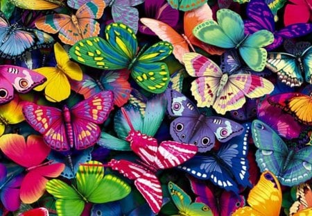 butterflies - butter, colorful, flies, very