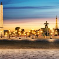 beautiful paris at dusk