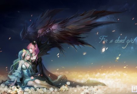 Till Dusk - luka, nice, angel, wings, fantasy, pretty, dark, vocaloid, miku