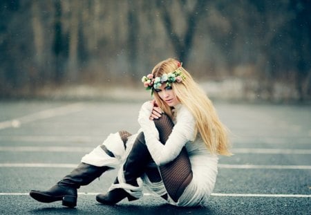 Flower Girl Wreath - Girl, Wreath, Flower, woman