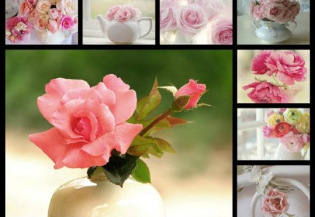 roses collage - flowers, collage, roses, nature