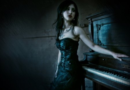 Gothic Song - piano, fantasy, girl, gothic, song