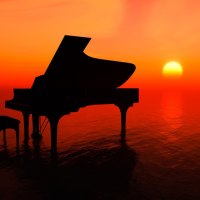 Piano on sunset