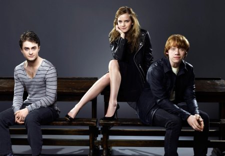 harry, hermione, and ron - fun, entertainment, movies, harry potter