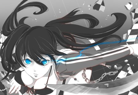 Blackshooter - anime, girl, knife, blue