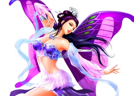 BUTTERFLY ANGEL - purple, butterfly, art, game, angel, cg