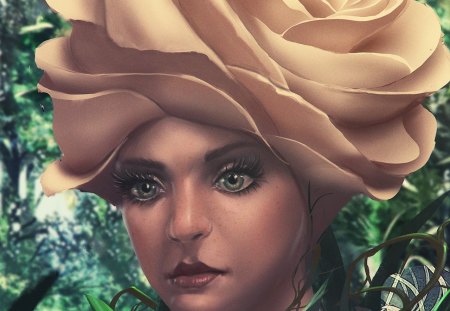 Flower Lady - lady, fantasy, cg, flower