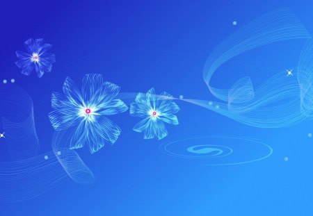 Blue - white, sky, abstract, pink, blue, light, flower