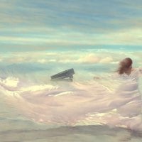 Painting Woman and Piano in the Wind