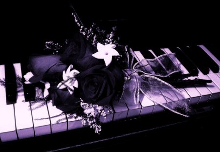 Flowers on my Piano - music, piano, flowers, flower