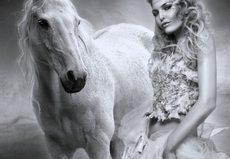 She and white horse