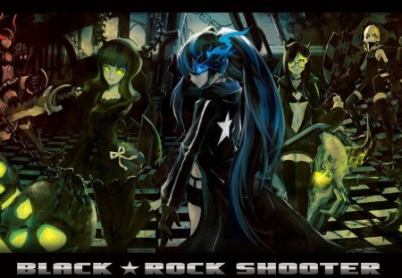 Black Rock Shooter - chariot, strength, black gold saw, black rock shooter, anime, dead master, weapon