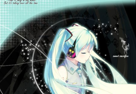 Sweet Sacrifice - vocaloid, closed eyes, anime, hatsune miku, long hair