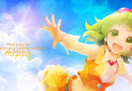 ~Happy Gumi~ - gumi, clouds, colorful, vocaloid, anime, sky