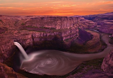 canyon waterfalls - waterfalls, sunset, canyon, river