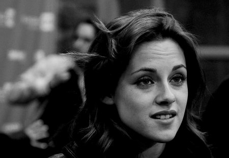 kristen - bw, cute, pretty, younger