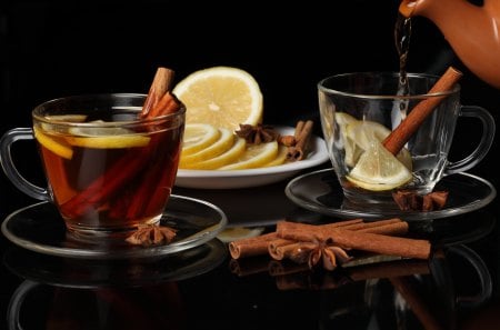 Tea - cinnamon, tea, drink, service, drinks, lemon