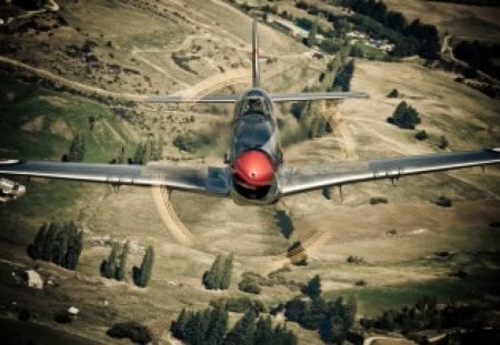 spitfire ww11 - homes, coming at you, over farm land