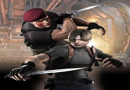 Krauser vs Leon  - knife, krauser vs leon, resident evil 4