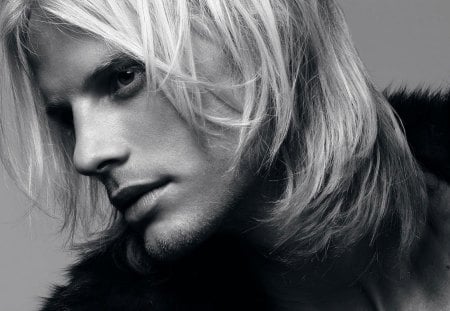 Awesome Male Face shot - nordic, felix lammers, blond hair, man, male, face, black and white, nice, male model