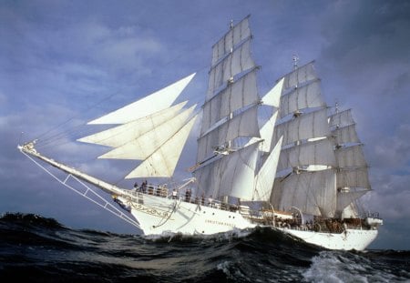 Ship - white, ship, boats, sails, beautiful, other