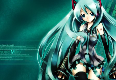 Hatsune Miku Vocaloid - anime, cute, bluehair, vocaloid