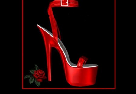 Red Shoe - abstract, rose, red, shoe