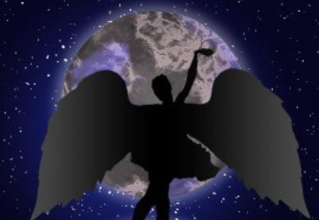 Angel - space, silhouette, abstract, angel