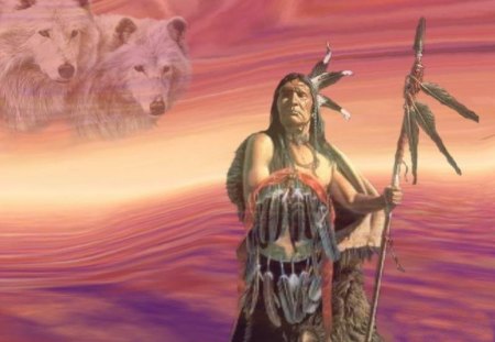 tatanka indian - dreamcatcher, wolfves, spear, warrior