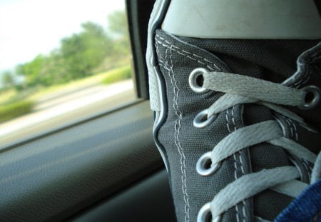 Converse - window, car, grey, converse, shoes