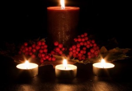 By Candlelight - berries, romantic, candles