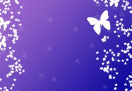 Mystic Blue - white, stars, purple, butterfly, blue, butterflies