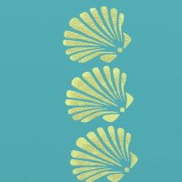 sea shells on teal wallpaper