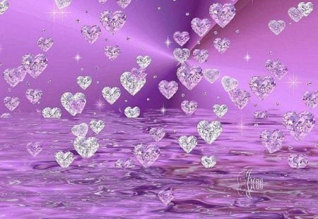 Purple Amethyst Hearts - purple, hearts, amethyst