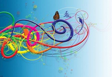 Swirly Butterfly - rainbow swirls, butterflies