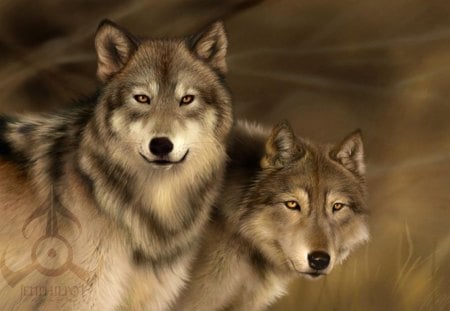 spirits of the wild watching over us - spirits, wolves, majestic, beautifull