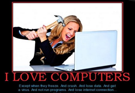 My computer - computer, destruction, woman, anger